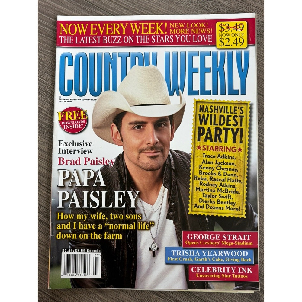 Y2k Vintage Country Weekly Magazine Brad Paisley John Anderson Charlie Robison